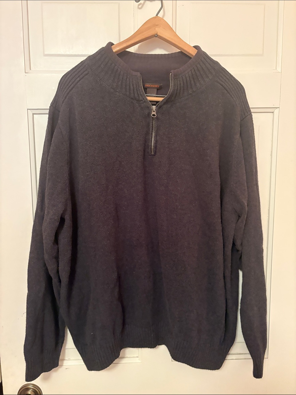 Dockers Men's Dark Charcoal Zip-Neck Pullover Sweater XXL